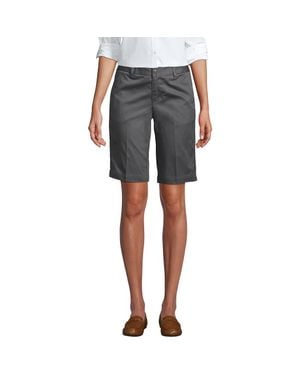 Lands' End School Uniform Young Plain Front Blend Chino Shorts - Gray