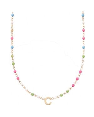 Cuffed By Nano Custom Initial Dainty Colorful Enamel 14K Filled Necklace - Metallic