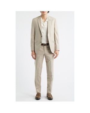 AllSaints Ross Slim Fit Tan Cotton & Wool Blend Suit - Natural