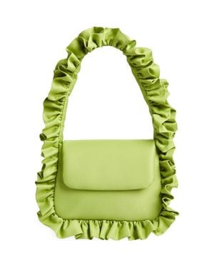 Baggy London Baguette Flap Denim Shoulder Bag - Green