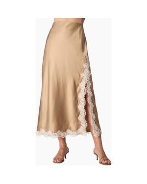 Cami NYC Teagan Polka Dot Lace Accent Silk Maxi Skirt - Natural