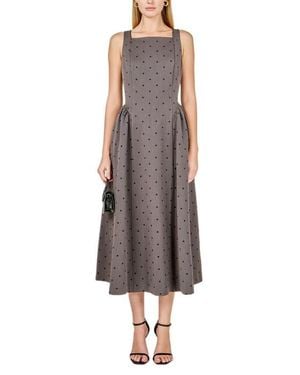 Endless Rose Polka Dot Square Neck Dress - Brown