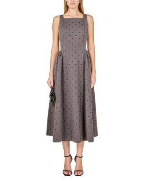 Endless Rose Polka Dot Square Neck Dress - Brown