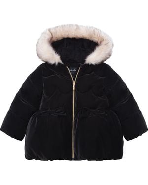 Rokka&Rolla Kids' Luxe Bow Puffer Coat - Black