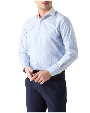Robert Talbott Reynolds Multi Stripe Light Weight Poplin Shirt - Blue