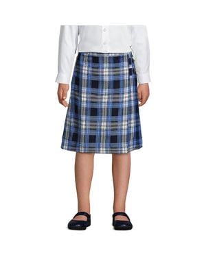 Lands' End School Uniform Girls Solid A-Line Skirt Below The Knee - Blue