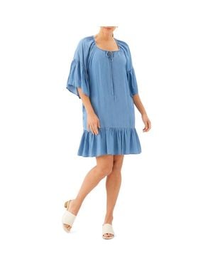 Karen Kane Ruffle Hem Dress - Blue