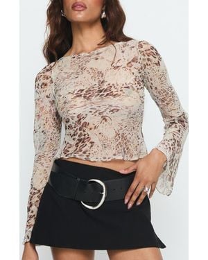 Princess Polly Edeline Print Crop Top - Natural