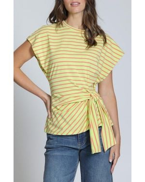 Apny Stripe Side Tie T-Shirt - Yellow