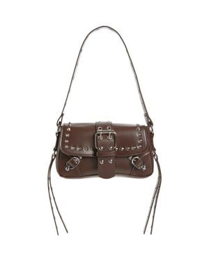 BP. Buckle Rivet Faux Leather Shoulder Bag - Brown