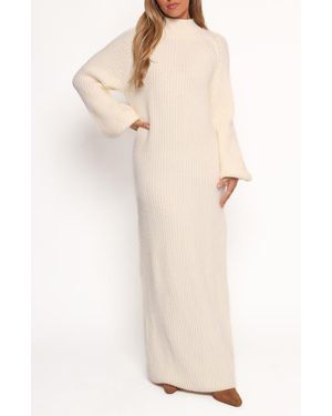 Petal & Pup Tobin Mock Neck Long Sleeve Maxi Sweater Dress - Natural