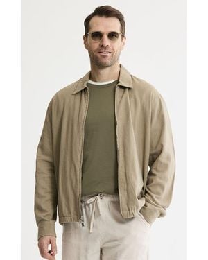 Jachs New York Linen Blend Zip Up Jacket - Natural