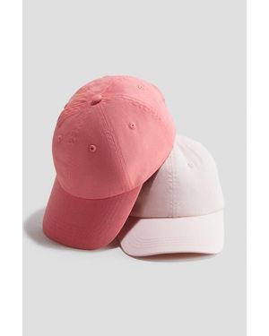 H&M 2-Pack Cotton Twill Caps - Pink