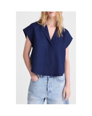 Madewell Notch Collar Linen Popover Shirt - Blue