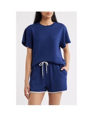 Bernardo Rib Trim Crop T-Shirt - Blue