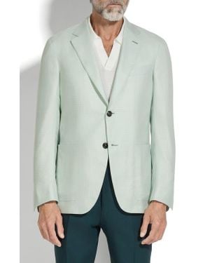 ZEGNA Check Cashmere, Silk & Linen Sport Coat - Green