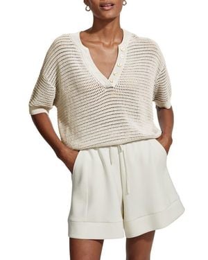 Varley Callie Sheer Knit Cotton Top - White