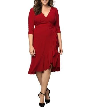 Kiyonna Whimsy Wrap Dress - Red