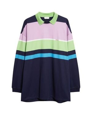 Versace Stripe Cotton Jersey Polo - Blue