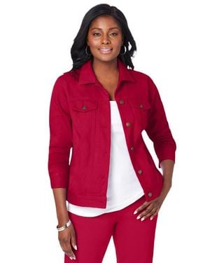 Jessica London Classic Cotton Denim Jacket - Red