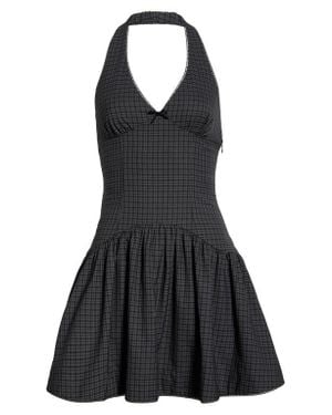 Nia Ollie Sleeveless Halter Minidress - Black