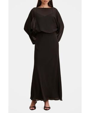 EVER NEW Helena Draped Long Sleeve Maxi Dress - Black