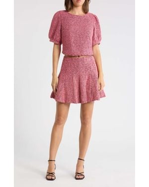 Sugarlips Jenavy Tweed Flare Miniskirt - Red