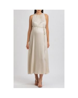 PIETRO BRUNELLI MATERNITY Sleeveless Satin Maternity Dress - Natural