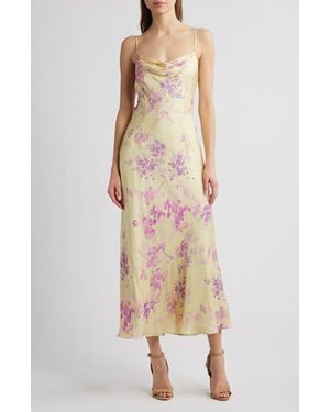 French Connection Elyria Oona Satin Midi Cocktail Dress - Natural
