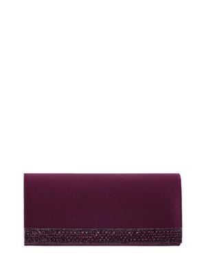 Nina Aurella Crystal Trim Clutch - Purple