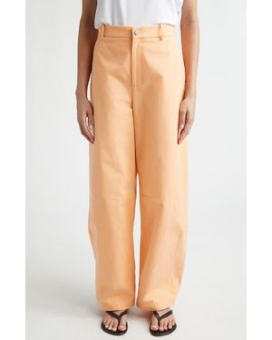 Partow Barrow High Waist Cotton Barrel Leg Pants - Natural