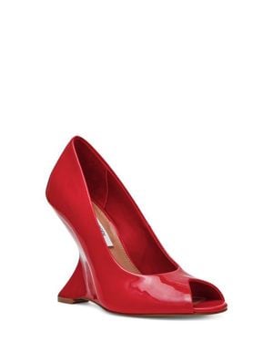 Steve Madden Palmetto Peep Toe Wedge Pump - Red