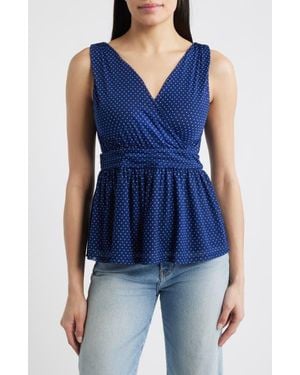 Loveappella Sleeveless Peplum Top - Blue