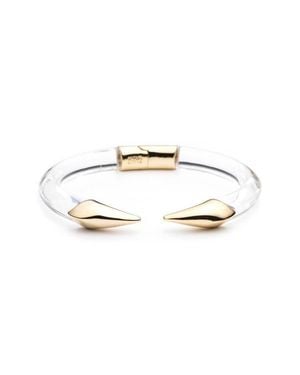 Alexis Mirrored Pyramid Hinged Cuff Bracelet - White