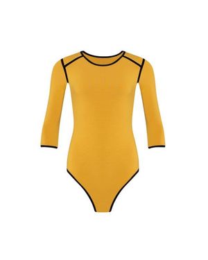 BrunnaCo The Girl 3/4 Sleeve Second Skin Active Bodysuit - Yellow