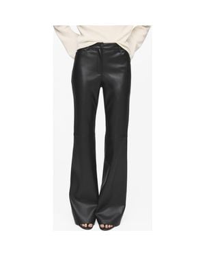Mango Connie Flared Faux Leather Pants - Gray