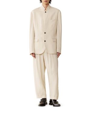 Lanvin Viscose Jacket With Stand-Up Collar - Natural