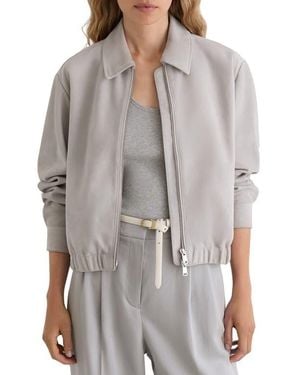 Reiss Lottie Leather Jacket - Gray