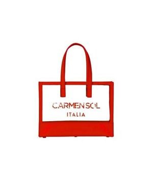 Carmen Sol Venezia Clear Tote Bag - Red