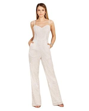 LARA New York Beaded Bridal Jumpsuit - White
