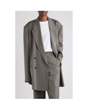 Dries Van Noten Bliss Stripe Double Breasted Blazer - Gray