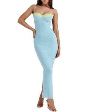 House Of Cb Aiza Mesh Corset Maxi Dress - Blue