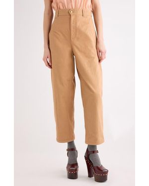 Chloé Oragnic Cotton Canvas Crop Pants - Natural