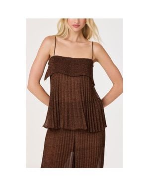 Astr Jantine Pleated Top - Brown