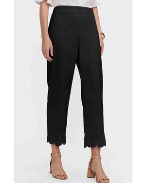 Foxcroft Elaine Scallop Hem Cotton Blend Crop Pants - Black