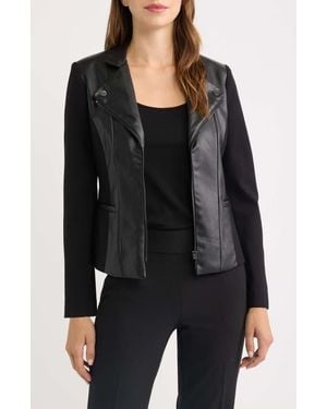 Anne Klein Faux Leather Moto Jacket - Black