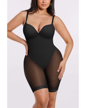 Shapellx Body Shaper Low Back Mid-Thigh Bodysuit - Black