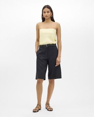 Another Tomorrow Linen Bermuda Pant - Blue