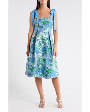 Sugarlips Willa Floral Dina Pleated Midi Dress - Blue