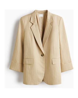 H&M Linen-Blend Blazer - Natural